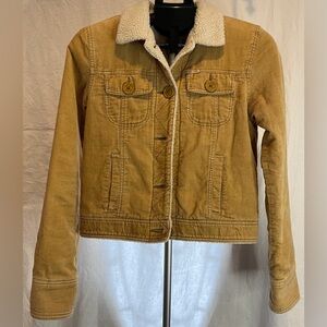 Vintage Hollister Corduroy Jacket W/Fleece Lining, Waist Length, Tan, Medium